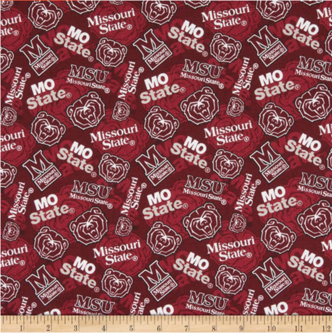 Licensed NCAA Missouri State University Tone on Tone MOU-1178 Cotton Fabric by the Yard